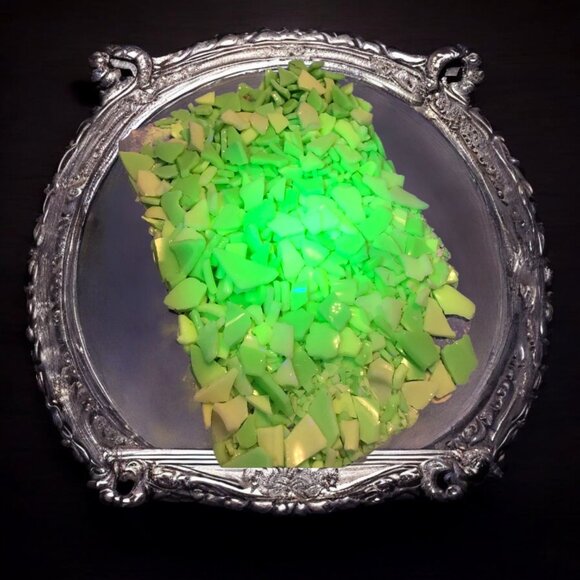 Uranium Glass Silver-Blend Statement Ring Artisan Handcrafted Glows W/ UV Light - Picture 7 of 14